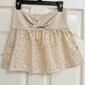 SHEIN Cream eyelet tube top